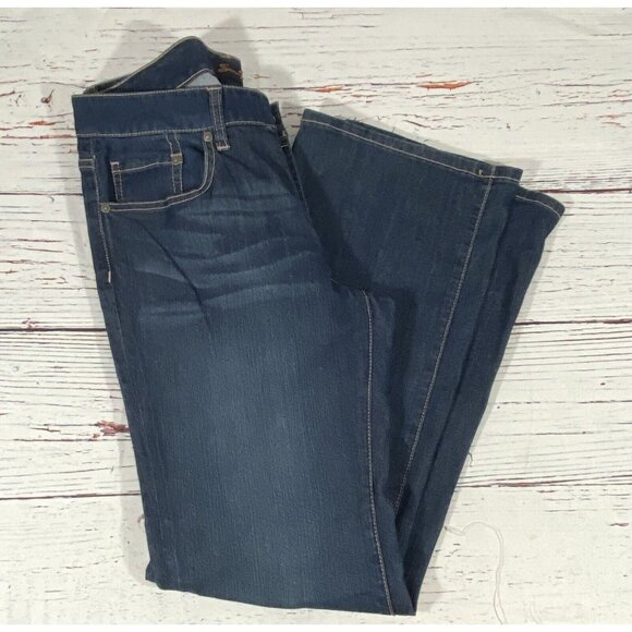 Seven7 Jeans Womens Size 10 Mid Rise Flare Dark Wash Blue Denim Hippie Festival - Picture 6 of 13